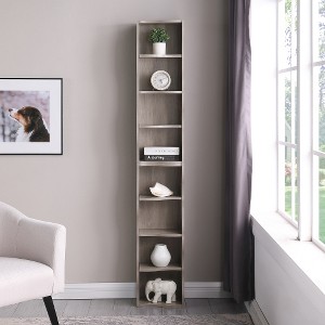 ACEPANO 70.87 in. H 8-Tier Multi-Functional Wavy Frame Bookshelf with Adjustable Shelves for Home & Office-Gray - 1 of 4
