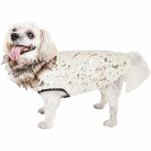 Pet Life (R) Luxe Gilded Rawffled Gold-Plated Designer Fur Dog Coat - 1 of 4