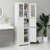 HOMCOM 67" Bathroom Cabinet with Glass/Louvred Doors, Tall Bathroom Storage Cabinet with Adjustable Shelf, White - 3 of 4