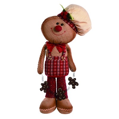 Transpac Fabric 24 in. Brown Christmas Plush Glitter Gingerbread Figurine