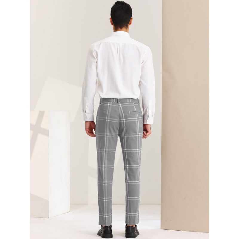 Lars Amadeus Men's Dress Plaid Slim Fit Flat Front Business Prom Checked Trousers, 5 of 7