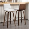 Bekrvio 26" Counter Height Bar Stools - PU Leather Swivel, L Shape Back, Upholstered, Mid-Century Modern Chairs for Kitchen Counter Island - 2 of 4