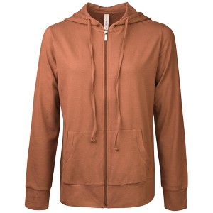 Sofra Women's Cotton Comfort Zip Up Hoodie Jersey Sweater - 1 of 3