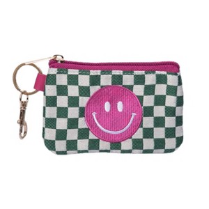 Totalee Gift Green Smiley Checkered Zip Wallet - 1 of 1