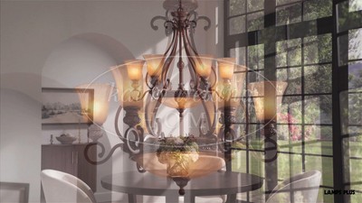 Sterling Estate Golden Bronze 9-Light Chandelier with Champagne Glass Shades