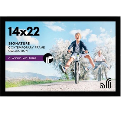 Americanflat 14x22 Picture Frame in Black - Composite Wood with Polished Plexiglass - Horizontal and Vertical Formats for Wall