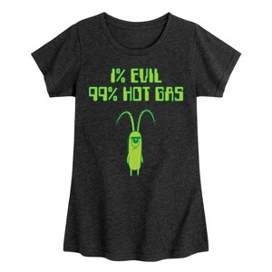 Girls' - SpongeBob SquarePants - Plankton One Percent Evil Fitted Short Sleeve Graphic T-Shirt - 1 of 4
