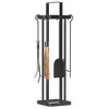 JANSNO 5 Piece Fireplace Tools Set Indoor Outdoor with Brush Broom, Poker, Shovel, Tongs and Stand for Chimney - 4 of 4