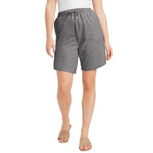 June + Vie by Roaman's Women's Plus Size French Terry Shorts - 1 of 4