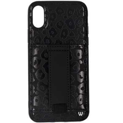 Walli Cases Blacked Out Leopard Phone Case with Wallet and Finger Strap