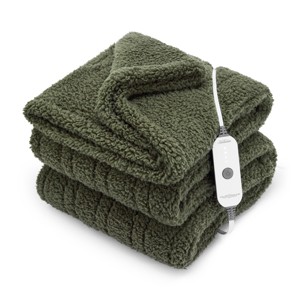 Sunbeam 50"x72" Electric Throw Nordic Faux Shearling Extra Long Heated Blanket - 1 of 4