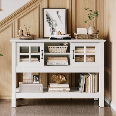 Narrow Console Table with 4-Tier Storage Shelves, Modern Buffet Table for Living Room