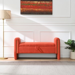 GDFStudio Rusk Modern Upholstered Storage 52" Ottoman, Teddy Bench with Armrest and Pull-Ring - 1 of 4