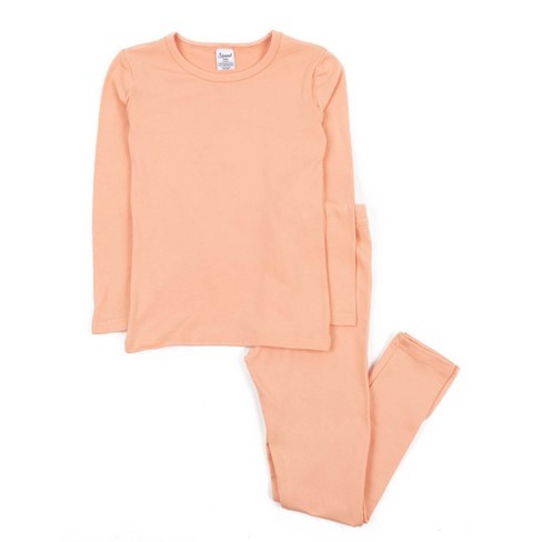 Leveret Kids Two Piece Thermal Pajamas Solid Peach 14 Year : Target
