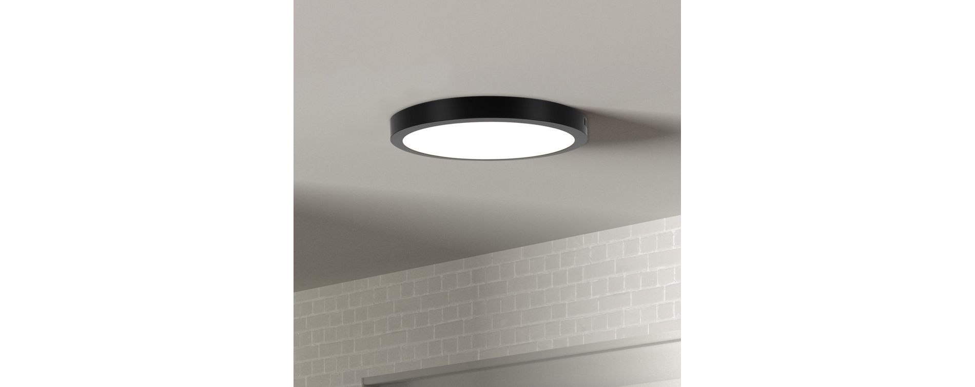 LEEKI 12 inch 24W LED Panel Wall Ceiling Down Light - Round - Cool White 5000K - Dimmable - Black