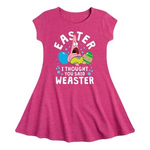 Girls' - SpongeBob Squarepants - Easter Weaster Fit & Flair Cap Sleeve Graphic Dress - 1 of 4