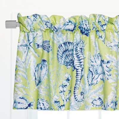 Fenwick Isle Green Cotton Coastal Valance with Rod Pocket