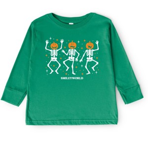 SmileyWorld Dancing Skeleton Pumpkins - Toddler Long Sleeve Graphic Tee and Youth Long Sleeve Graphic T-Shirt - 1 of 3