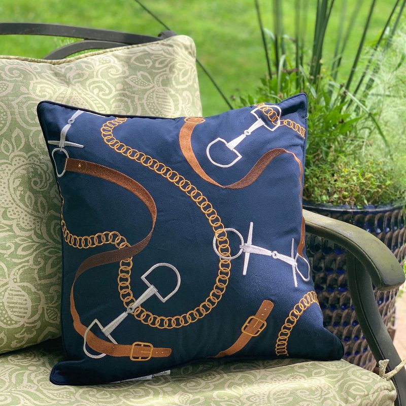 RightSide Designs Bits & Leather Navy Indoor/ Outdoor Throw Pillow, 4 of 6