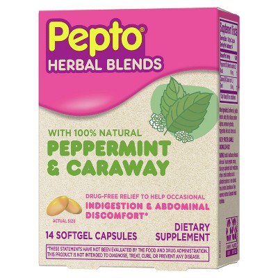 Pepto-Bismol Herbal Blends Softgel Capsules - Peppermint & Caraway - 14ct