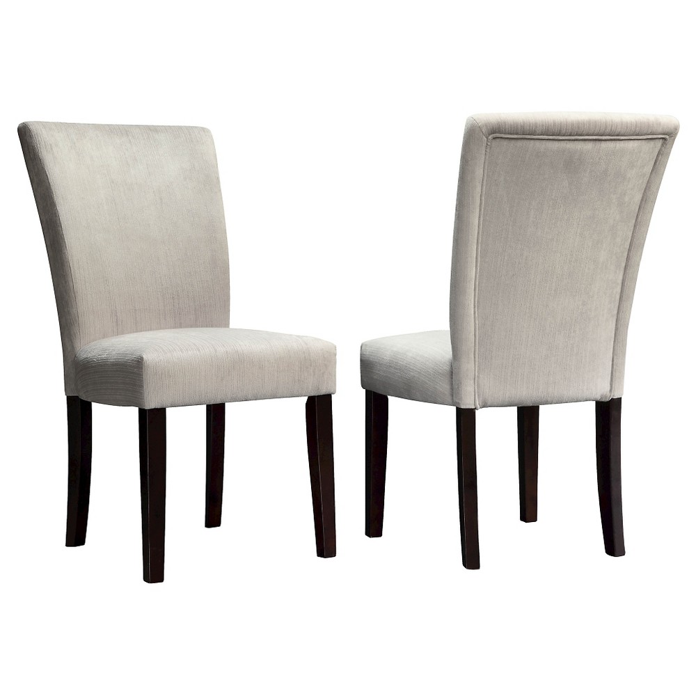 Photos - Chair Set of 2 Amity Parson Dining  Wood Silver Chenille - Inspire Q