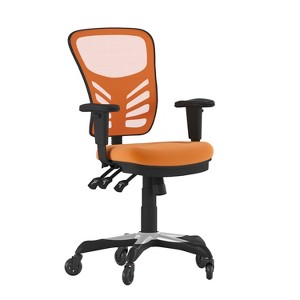 Flash Furniture Nicholas Mid-Back Multifunction Executive Swivel Ergonomic Office Chair with Adjustable Arms and Transparent Roller Wheels - 1 of 4