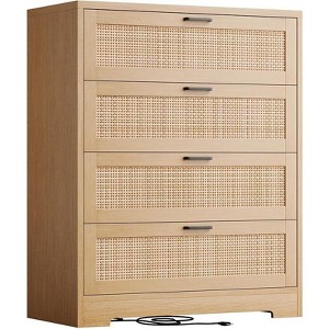 Modern Rattan Dresser for Bedroom, Drawer Storage Chest, Rattan Design for Closet or Entryway - 1 of 1