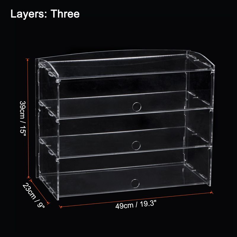Unique Bargains Bakery Cafe Acrylic 3-Tier Pastry Display Case with Rear Door Access 1 Pc, 2 of 7