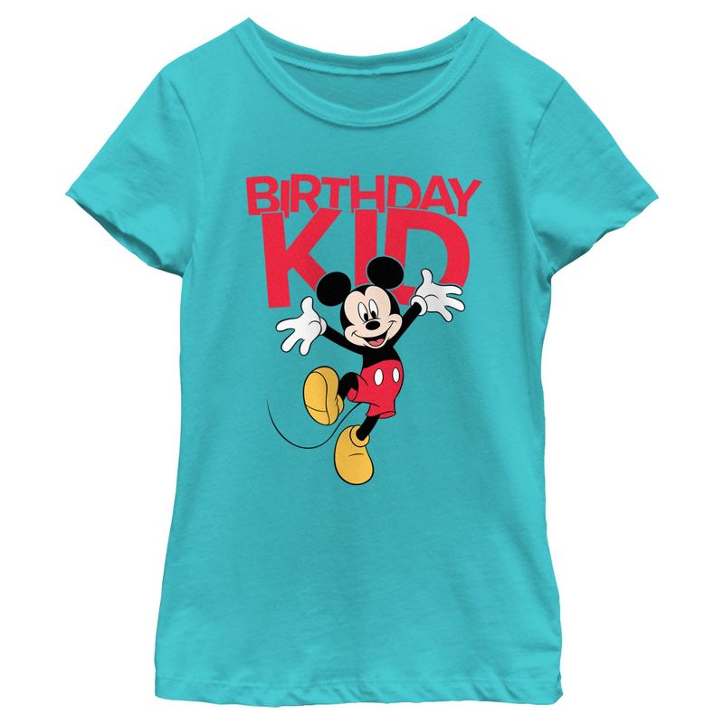 Girl's Mickey & Friends Happy Birthday Kid T-Shirt, 1 of 5