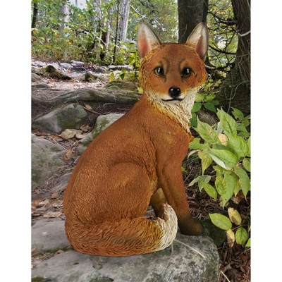 Woodland Fox Garden Statue in Full Color Resin, 14 Inches Tall