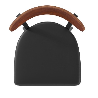 Walnut and Black Metal Barstool with Boomerang Back