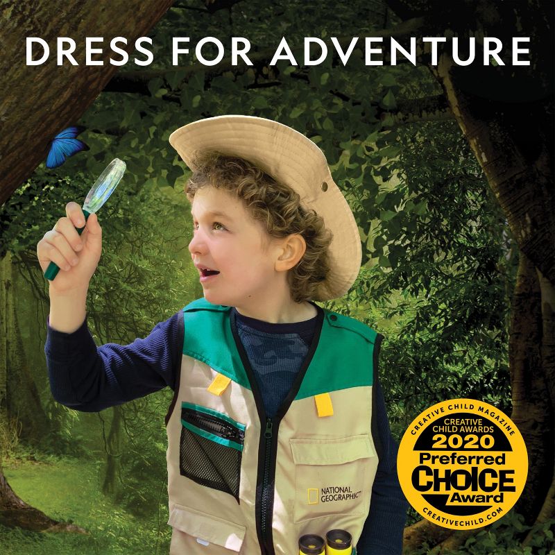 NATIONAL GEOGRAPHIC Backyard Safari Costume and Outdoor Explorer Set for Kids, Includes Safari Vest, Hat, Binoculars, Magnifying Glass, Journal, 3 of 11