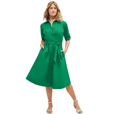 Jessica London Stretch Poplin Shirtdress - 26 W, Kelly Green : Target