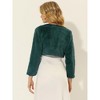 Allegra K Women's Cropped Open Front Collarless Long Sleeve Faux Fur Jacket - 4 of 4