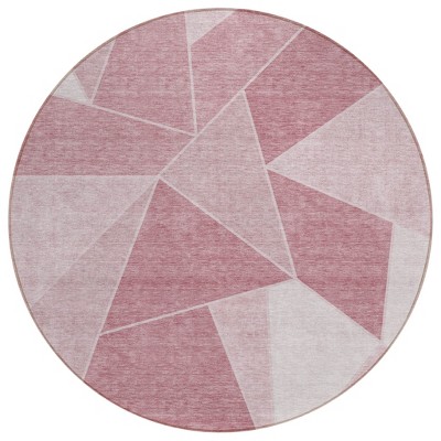 Blush Pink And Ivory Geometric Washable Indoor Outdoor Area Rug