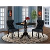 3-Piece Black Finish Solid Wood Top-Round Upholstered Dining Room Set -Seats 4 - 2 of 4