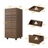 Famapy Walnut Rolling Vanity Dresser – LED Mirror + Multi-Layer Storage + Foldable Worktop - 4 of 4