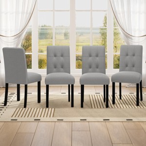 Set of 4 Modern Upholstered Dining Chairs with Wood Legs, Linen Fabric Accent Side Chairs for Kitchen, Dining Room, Living Room-Panipeachy - 1 of 4