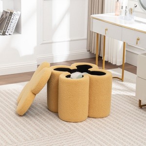 SEYNAR Modern Glam Teddy Velvet Flower Shape Storage Ottoman - 1 of 4