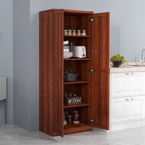 Okak Floor Sideboard Cabinet 48.5" Kitchen Pantry Farmhousewith 2 Adjustable Shelves and 4 Beadboard Doors - 1 of 4