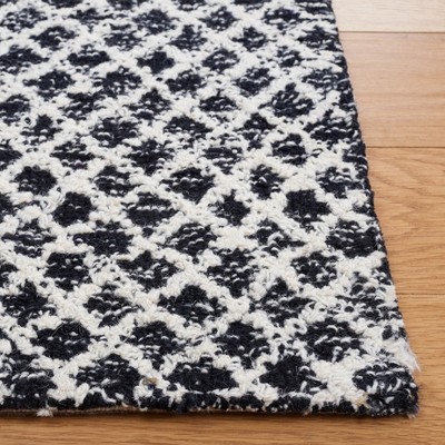 Hand-Tufted Elegance Square Black and Ivory Wool Rug