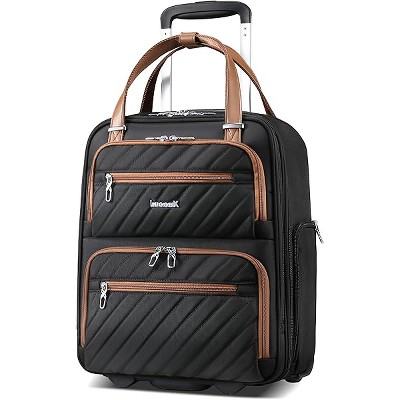LUGGEX Underseat Carry On Luggage with Wheels, Softside Personal Item, Underseat 16 Inch, Chestnut Black