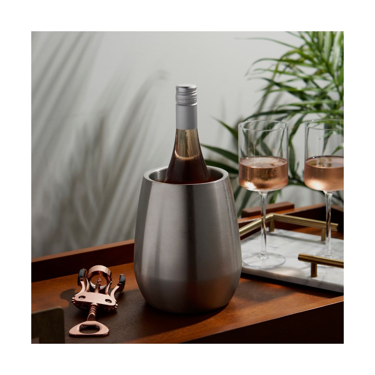 Viski Single Bottle Chiller for Wines, Champagnes, Double Walled Bottle Cooler, Stainless Steel, Fits Standard Size Bottle, Gifts for Wine Lovers - thumbnail 6