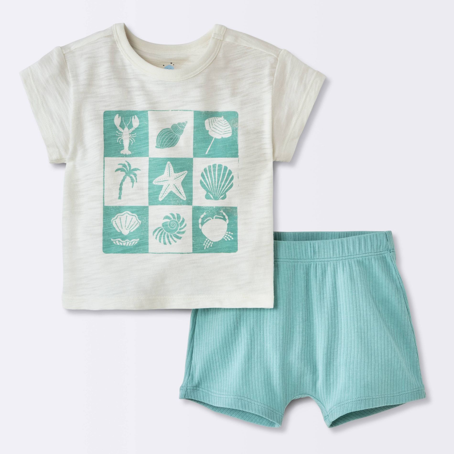 Baby Boys' Graphic T-Shirt and Chambray Shorts Set - Cloud Island™ Green