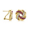 Ross-Simons 0.40 ct. t.w. Ruby and .10 ct. t.w. Diamond Love Knot Earrings in 18kt Gold Over Sterling - 3 of 4