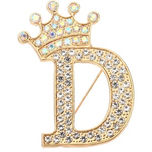 Unique Bargains Women Rhinestone Initial Alphabet Badges Pins and Clips - 1 of 4