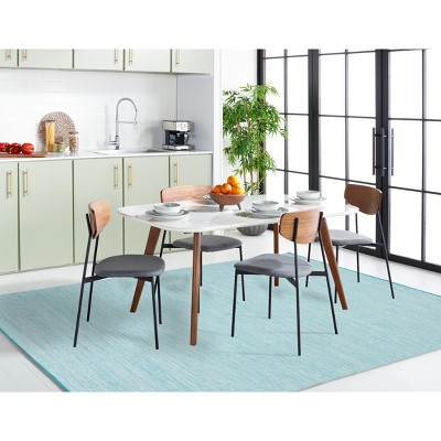 Montauk Aqua Blue 6' Square Handwoven Cotton Area Rug