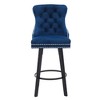 Ridstar Set of 2 Modern Swivel Bar Stools with Metal Pull Ring, Sturdy Footrest & Large Backrest For Home Bar-Navy Blue - 4 of 4