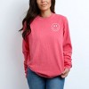 Simply Sage Market Women's Embroidered Smiley Face Outline Long Sleeve Garment Dyed Tee - 2 of 3