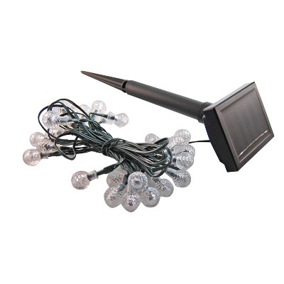 LumaBase Solar-Powered String Lights with Faceted Balls - White